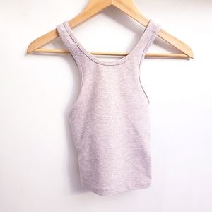 Beyond Yoga Tan Cropped Athletic Tank Top w/ Keyhole Back & Built-in Bra Size  S